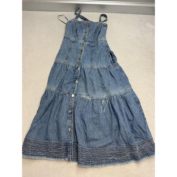 Anthropologie Dresses & Skirts - Anthropologie Pilcro Tiered Denim Maxi Dress Women's 2 Blue Sundress Western